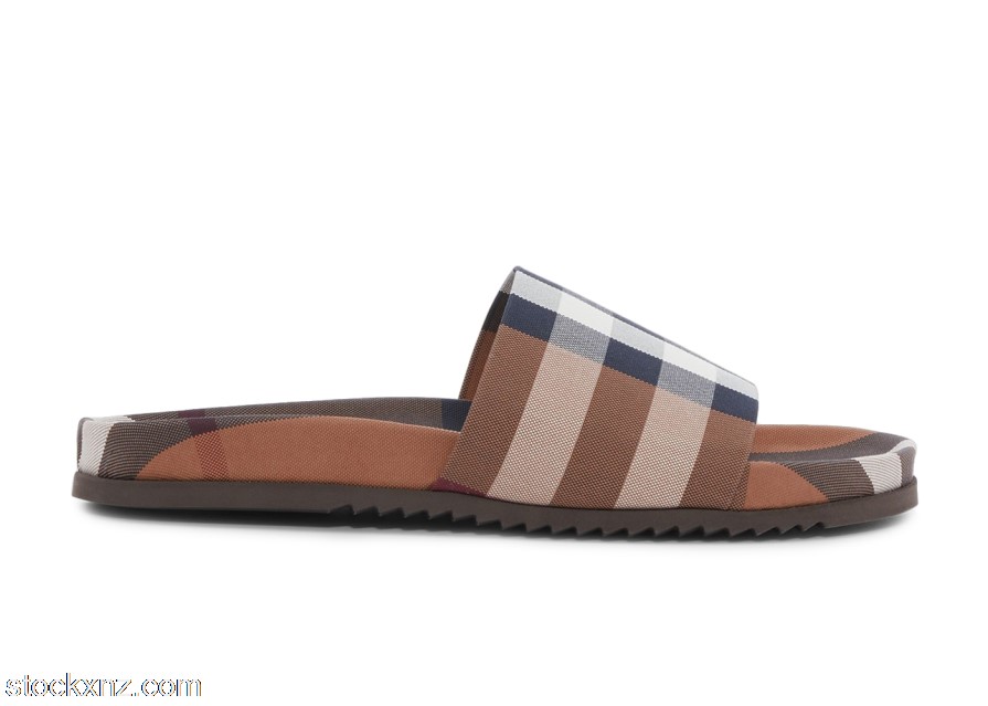 Burberry Check Cotton Slides Birch Brown 8049018 ASH
